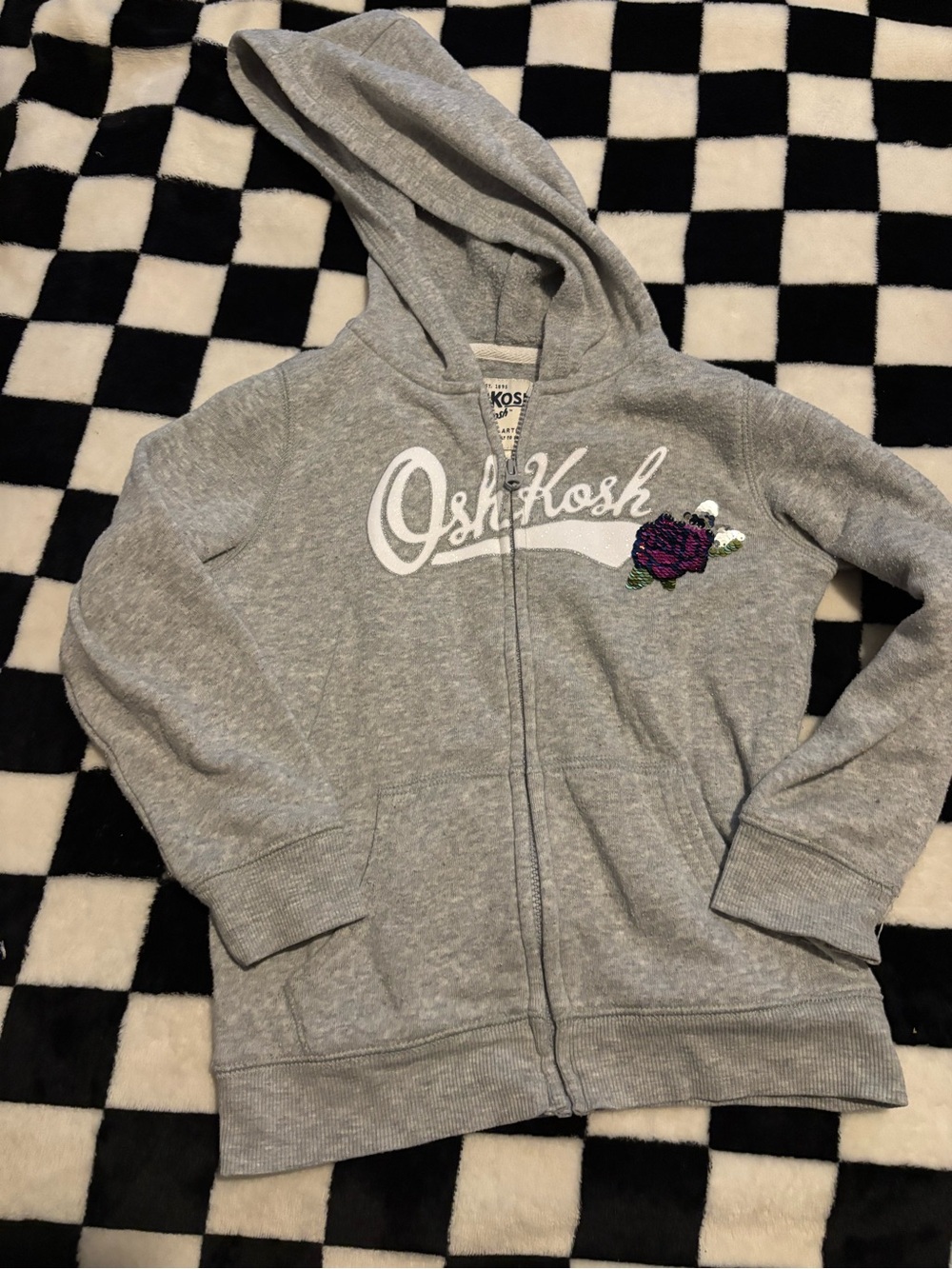Size 4 grey Oshkosh zip up hoodie